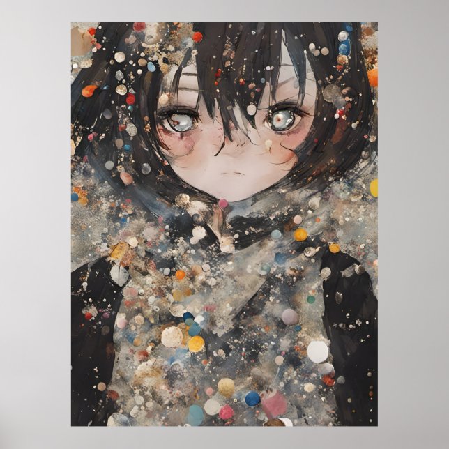 Affiche Collage Femme Anime (Devant)
