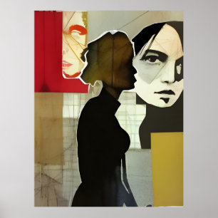 Affiche Collage figuratif Médias mixtes