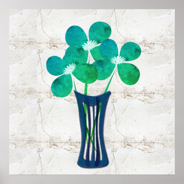 Affiche Collage floral rustique (Devant)