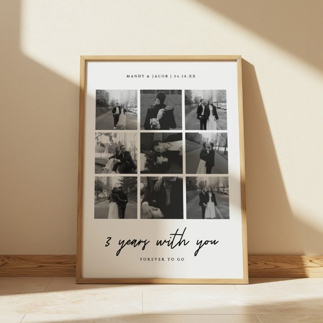 Affiche Collage minimaliste de 9 photos pour les 3 ans de  (Créateur téléchargé)