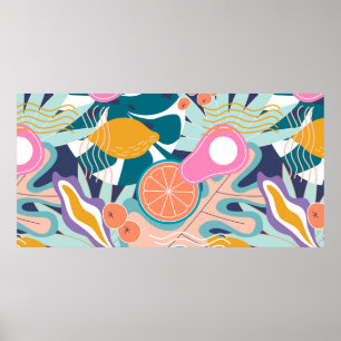 Affiche Collage moderne floral sans couture motif. Exposit