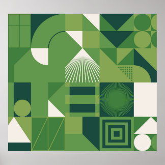 Affiche Collage numérique en duotone, éléments géométrique