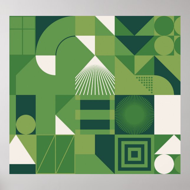 Affiche Collage numérique en duotone, éléments géométrique (Devant)