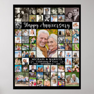 Affiche Collage personnalisé de 64 photos pour anniversair