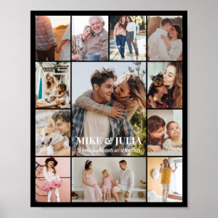Affiche Collage photo 12 images 8x10 16x20 24x30 Noir