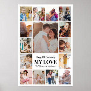 Affiche Collage photo 15 Photos 12x18 16x24 20x30 Blanc