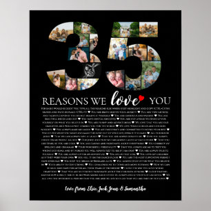 Affiche collage photo 35 raisons pour lesquelles nous vous