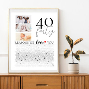 Affiche collage photo 40 Raisons pour lesquelles je t'aime