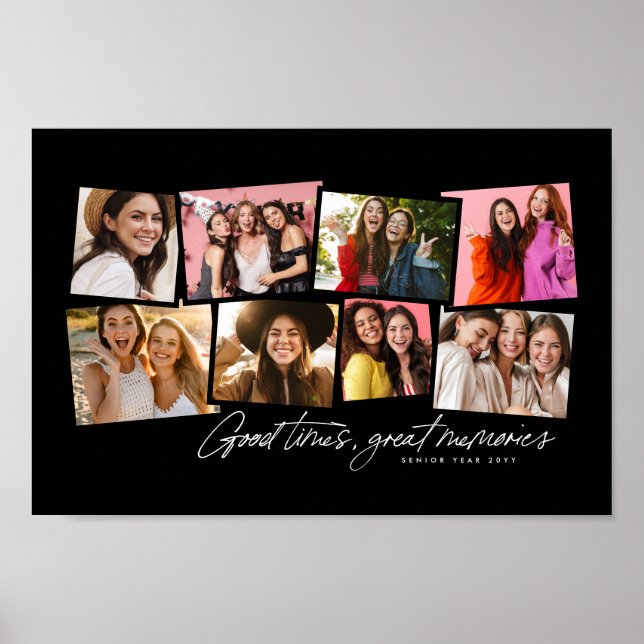 Affiche Collage photo amusant personnalisé mémoire noir bl (Devant)
