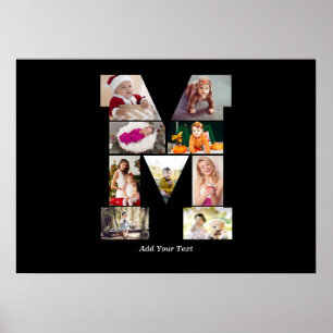 Affiche Collage photo avec lettre M en noir et blanc
