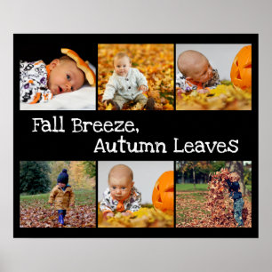 Affiche Collage photo avec thème d'automne noir et blanc