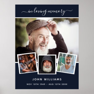 Affiche Collage photo bleu de souvenir de bienvenue funéra