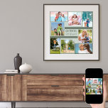 Affiche Collage photo Carré contemporain pour grands-paren<br><div class="desc">Collage photo personnalisé de style contemporain avec 8 photos et une citation manuscrite - parfait pour grands-parents (ou petits-enfants!). Ce design chic présente une palette de couleurs vert sauge foncé et vert argenté qui se marie bien avec la décoration traditionnelle et tendance. Le modèle photo est configuré pour que vous...</div>