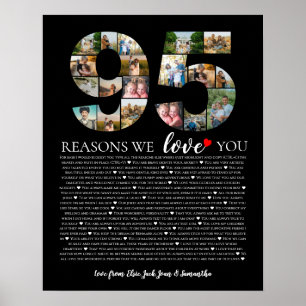 Affiche Collage photo d'anniversaire 95 raisons pour lesqu