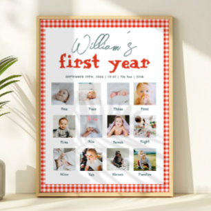 Affiche Collage photo d'anniversaire de la première année