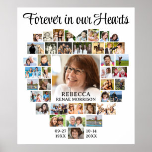 Affiche Collage Photo de 40 Photos en Forme de Coeur pour 