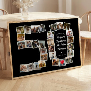 Affiche Collage photo de 50 ans d'anniversaire de B & W