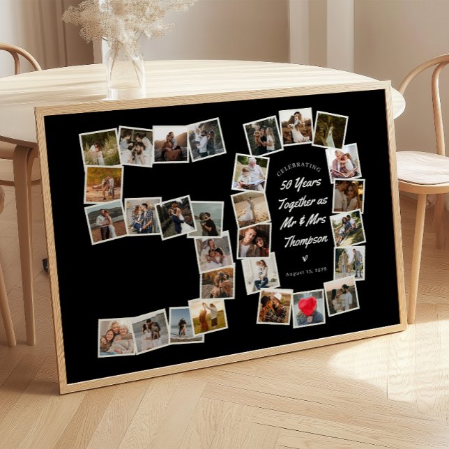 Affiche Collage photo de 50 ans d'anniversaire de B & W (Créateur téléchargé)