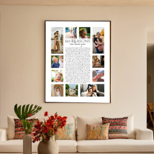 Affiche collage photo de 60 raisons pour lesquelles nous v