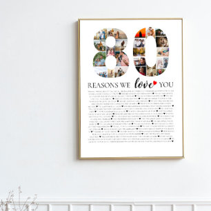 Affiche collage photo de 80 raisons pour lesquelles nous t
