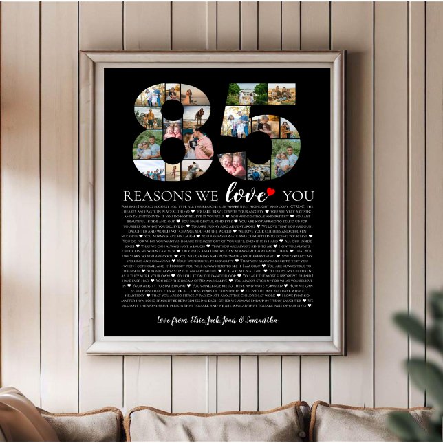 Affiche collage photo de 85 raisons pour lesquelles nous v (Créateur téléchargé)