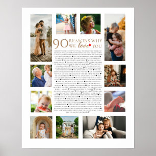 Affiche collage photo de 90 raisons pour lesquelles nous v