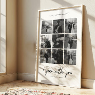 Affiche Collage photo de 9 pour le 1er anniversaire de mar