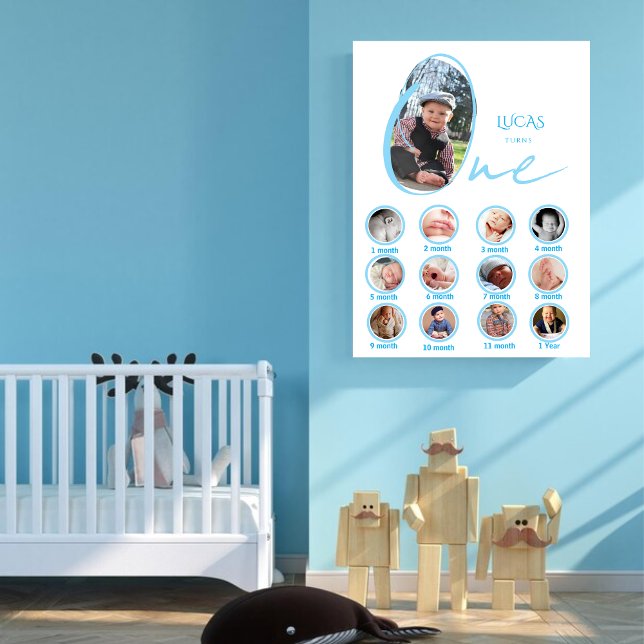 Affiche Collage photo de bébé garçon pour le premier anniv (Créateur téléchargé)