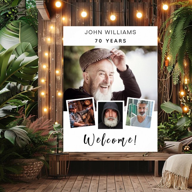 Affiche Collage photo de bienvenue pour une fête d'anniver (Créateur téléchargé)
