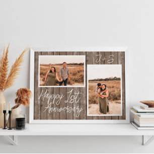 Affiche Collage photo de couple pour les 1ers noces de boi