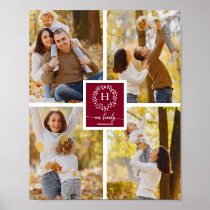 Affiche Collage photo de famille à monogramme personnalisé