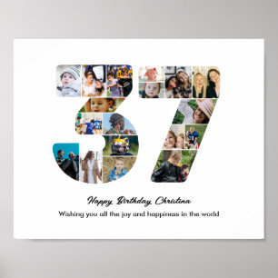 Affiche Collage photo de fête d'anniversaire 37 ans Numéro