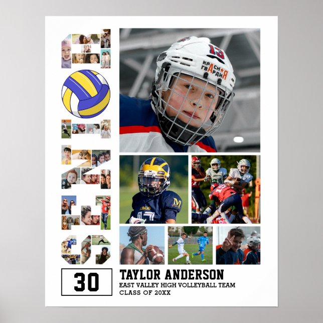 Affiche Collage photo de l'équipe de volleyball senior (Devant)