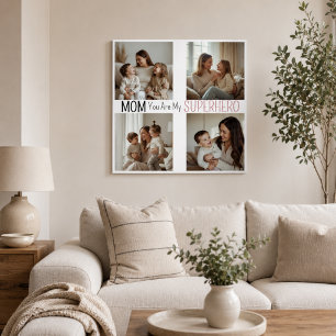 Affiche Collage photo de super-héros de maman personnalisé