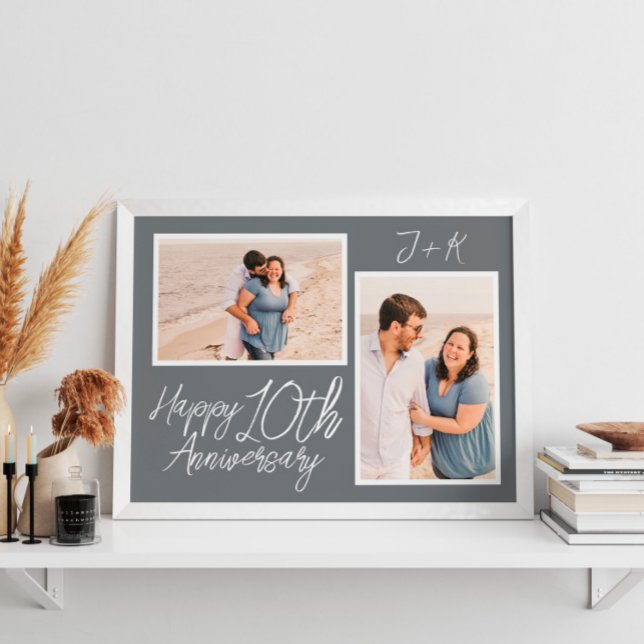 Affiche Collage photo du 10e anniversaire du Mariage perso (Custom 10th Wedding Anniversary Photo Collage Poster
)