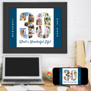 Affiche Collage photo en forme 30 pour le 30e anniversaire
