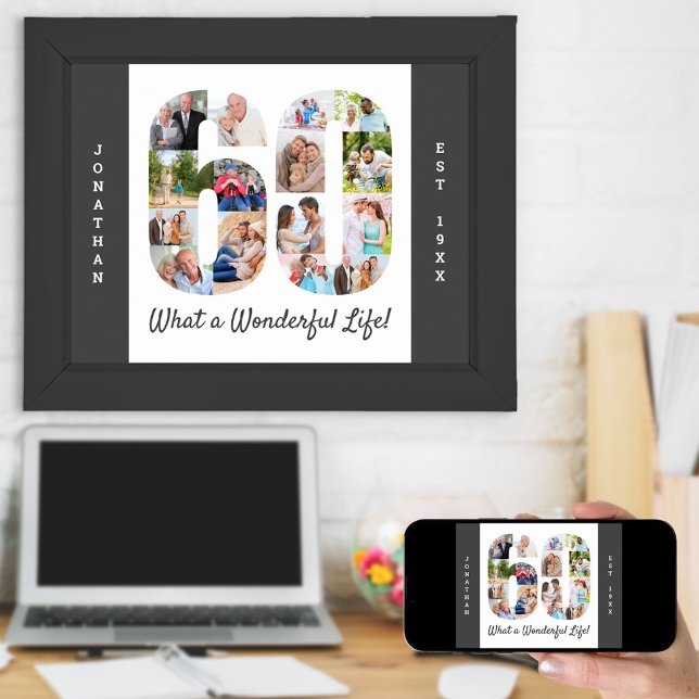 Affiche Collage photo en forme de numéro 60 pour 60e anniv (Créateur téléchargé)