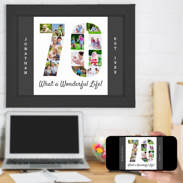 Affiche Collage photo en forme de numéro 70 pour 70e anniv (Créateur téléchargé)