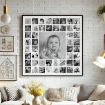 Affiche Collage photo en noir et blanc personnalisé Person<br><div class="desc">Créez vos propres souvenirs de famille personnalisés avec vos images personnalisées. Faites un grand cadeau pour accrocher dans l'entrée ou le salon comme un joli mur d'art.</div>