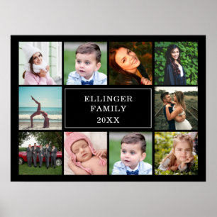Affiche Collage photo famille noir personnalisé