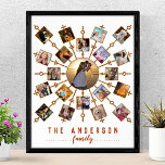 Affiche Collage Photo Famille Or Blanc   Nom 21 Photos<br><div class="desc">Cette belle affiche personnalisée comprend la place pour 21 de votre carré, Instagram - photos de style. Il a une forme circulaire unique en blanc avec des cadres de parties scintillant en or (imprimé). 20 de vos propres photos entourent une photo plus grande au centre. Il est parfait pour afficher...</div>
