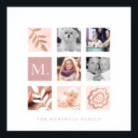 Affiche Collage Photo Famille Personnalisée Monogramme Thè<br><div class="desc">Notre affiche de collage de grille photo moderne et minime est parfaite pour afficher vos souvenirs de famille. Le design comprend une grille de 9 carré avec 5 carrés pour afficher vos propres souvenirs photo spéciaux. L'aménagement épuré, blanc et minimal, est parfait pour compléter n'importe quelle décoration de chambre. Le...</div>