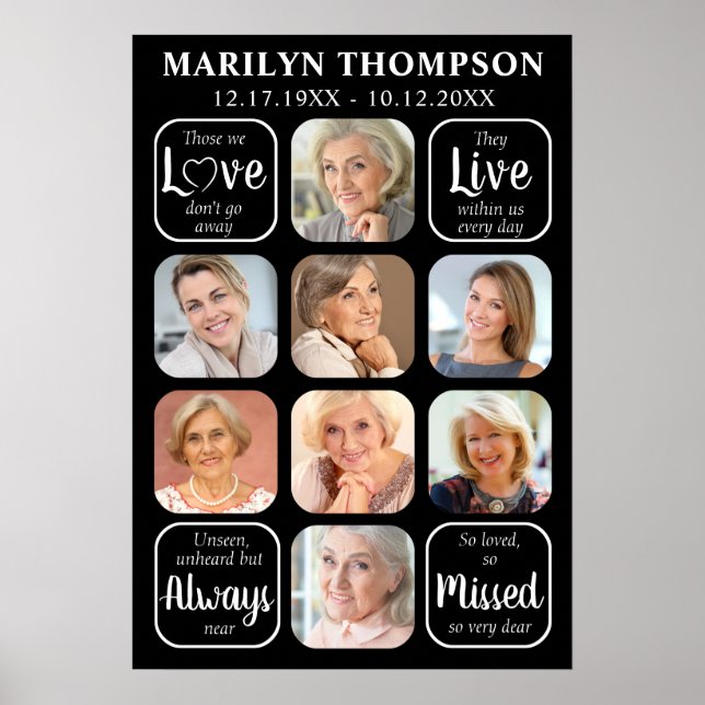 Affiche Collage photo funéraire 8 Citation mémorielle (Devant)