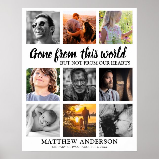 Affiche Collage photo funéraire | Mémorial (Devant)