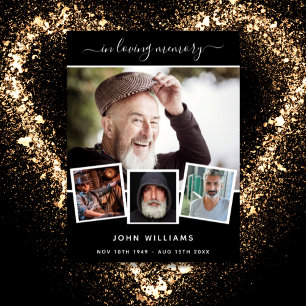 Affiche Collage photo funéraire noir de bienvenue en mémoi