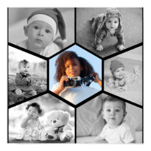 Collage photo Hexagon noir et blanc