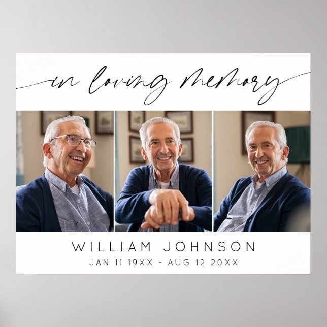Affiche Collage photo horizontal pour funérailles en souve (Devant)