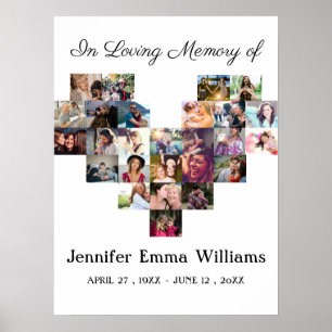 Affiche Collage photo mémorial élégant Sympathie funéraire