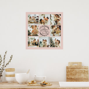 Affiche Collage photo moderne élégant Bleu Pink Keepsaké