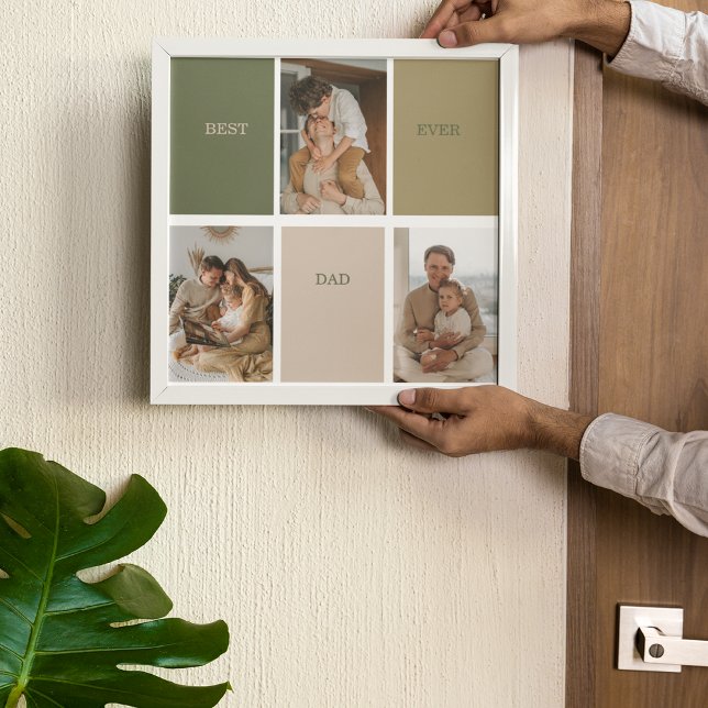 Affiche Collage photo moderne Meilleur papa Jamais Cadeau (Créateur téléchargé)
